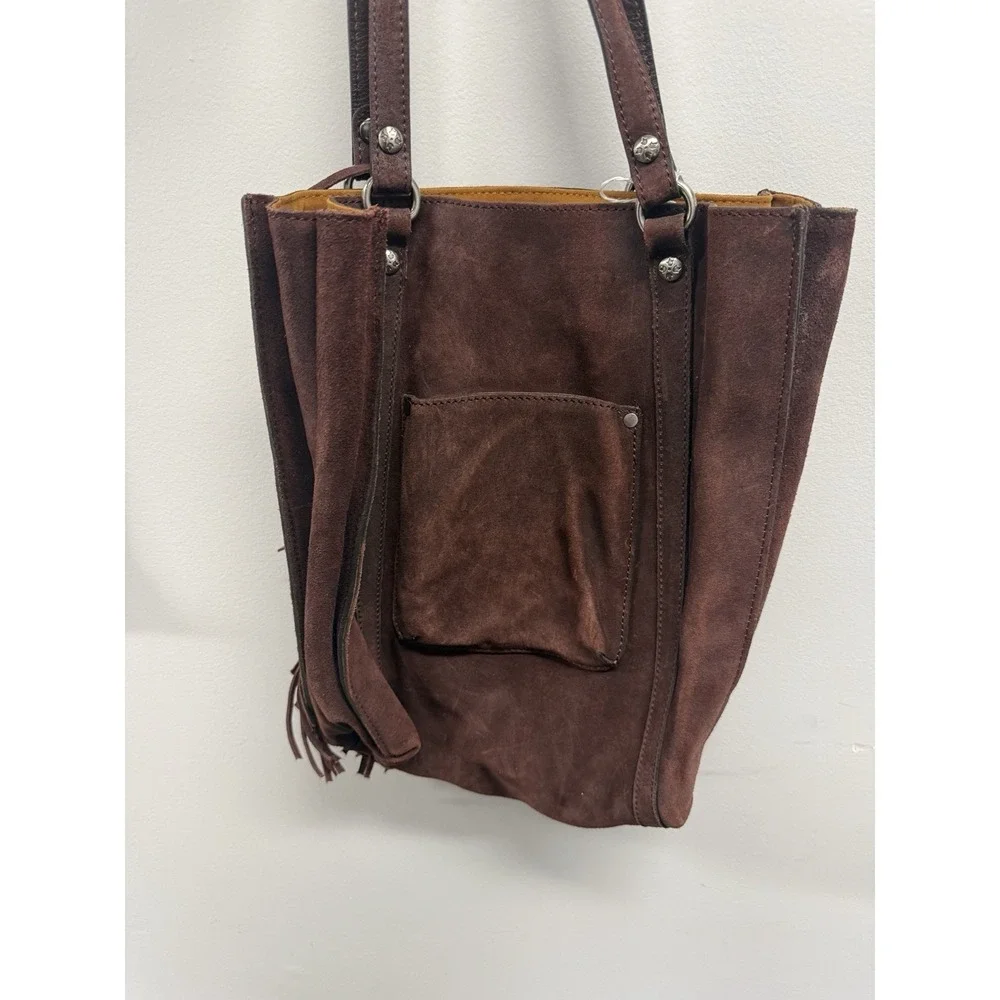 Patricia Nash Burnished Brown Suede With Fringe Tote Bag Purse Shoulder bag